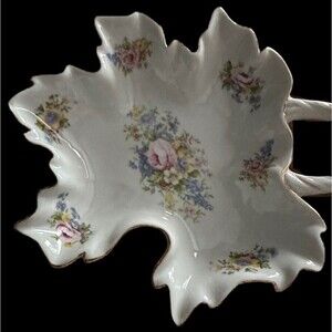 J. Godinger & Co. Antique Reflections Floral Gold Leaf Ceramic Dish